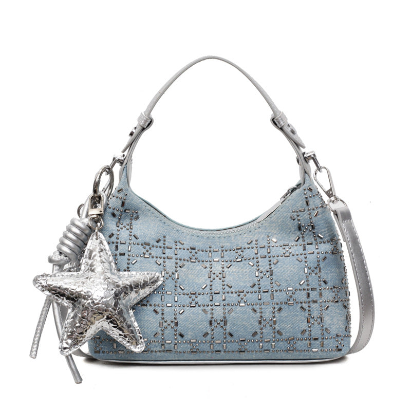 Wholesale Bright diamond handbag textured shoulder crossbody bag